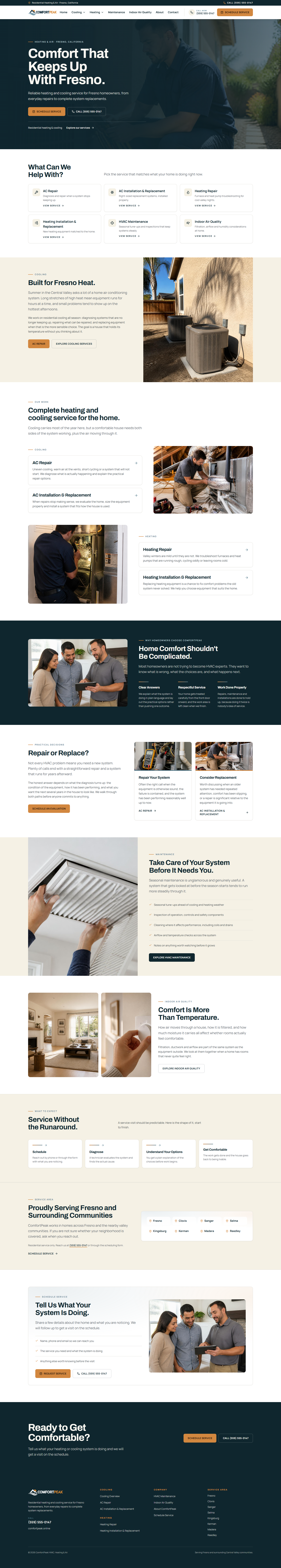 ComfortPeak HVAC website designed by AX Webdesign